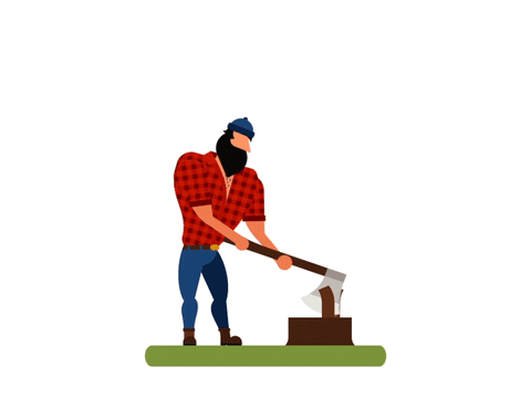 A motionless lumberjack